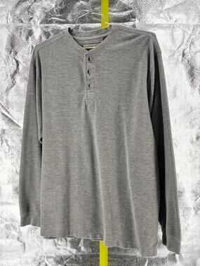 90s Thermal Henley Shirt Naturalife Vintage Gray Long Sleeve 1990s Grunge Skater